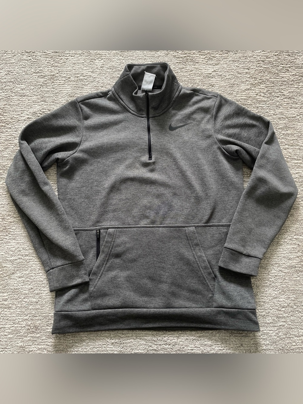Nike Therma-Fit Sweatshirt Mens Small Gray 1/4 Zip Fleece Training Top Pockets